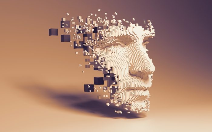 Artificial intelligence concept of big data or cyber security. 3D illustration